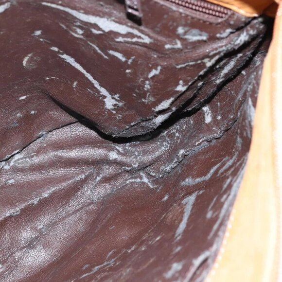 LOEWE Anagram Shoulder Bag Leather Brown Gold Auth - Picture 10 of 16